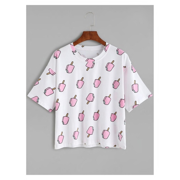 MBM Unlimited Tops - White Short Sleeve Popsicles Print T-Shirt